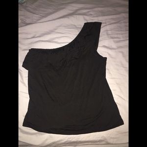 One shoulder black blouse